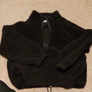 No Boundaries Black Sherpa Half-Zip Teddy Jacket - Women